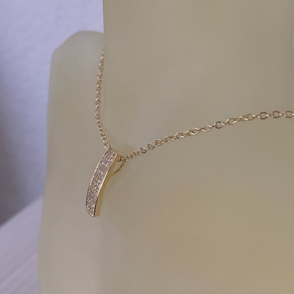 NWOT Gold Tone Pave CZ Pendant + Chain - Picture 3 of 7